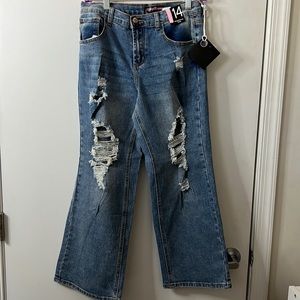 NWT Simply Young Distress Blue Jeans Girl’s Size 14 👖